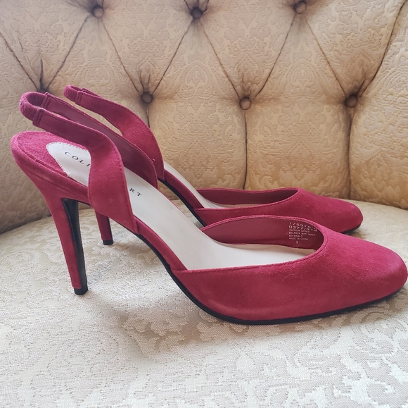 Colin Stuart Red Suede Heels Size 9 - Picture 11 of 12